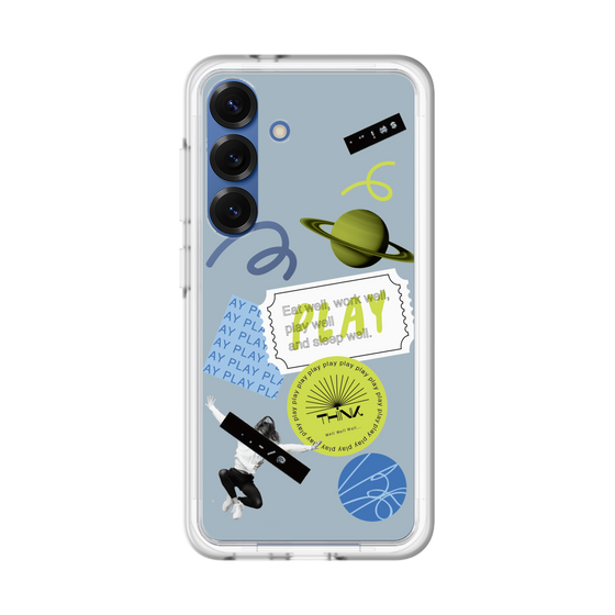 スリムプロテクションプレミアムケース［ Playful sticker - Dusty Blue ］