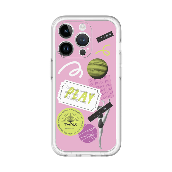 スリムプロテクションプレミアムケース［ Playful sticker - Dusty Pink ］