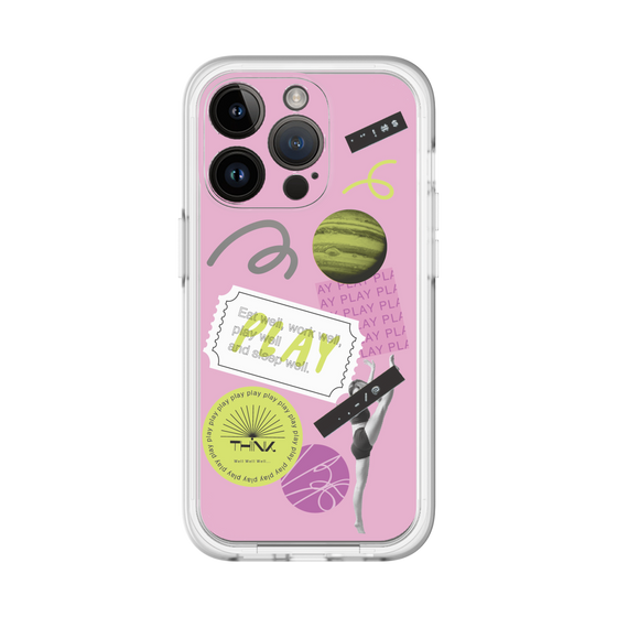 スリムプロテクションプレミアムケース［ Playful sticker - Dusty Pink ］