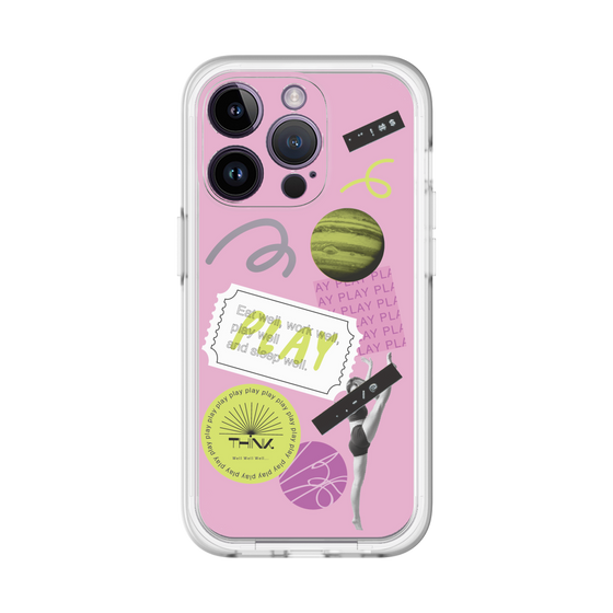 スリムプロテクションプレミアムケース［ Playful sticker - Dusty Pink ］