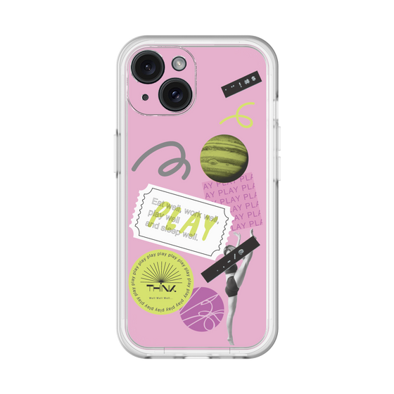 スリムプロテクションプレミアムケース［ Playful sticker - Dusty Pink ］