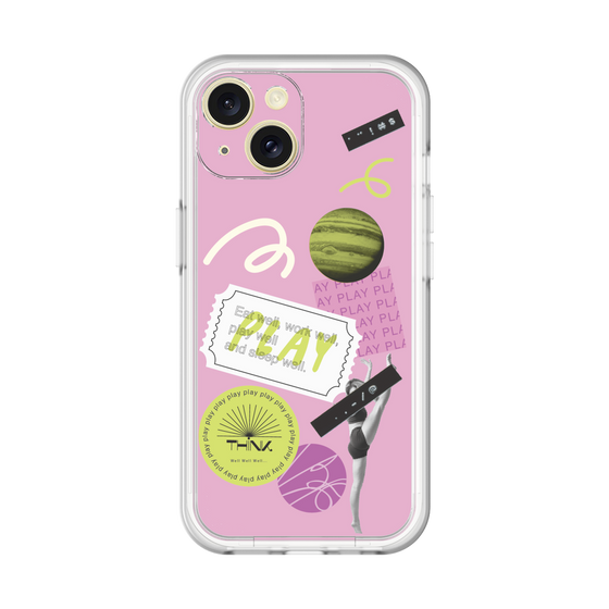 スリムプロテクションプレミアムケース［ Playful sticker - Dusty Pink ］