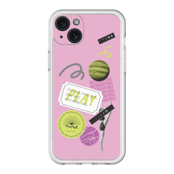 スリムプロテクションプレミアムケース［ Playful sticker - Dusty Pink ］