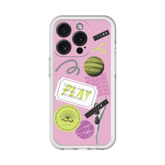 スリムプロテクションプレミアムケース［ Playful sticker - Dusty Pink ］