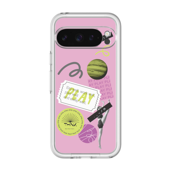 スリムプロテクションプレミアムケース［ Playful sticker - Dusty Pink ］