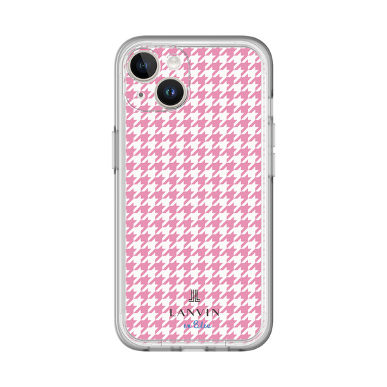 スリムプロテクションプレミアムケース［ Houndstooth Pattern Pink with LANVIN en Bleu logo- ランバン 千鳥格子柄 ピンク ］