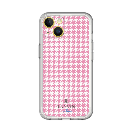 スリムプロテクションプレミアムケース［ Houndstooth Pattern Pink with LANVIN en Bleu logo- ランバン 千鳥格子柄 ピンク ］