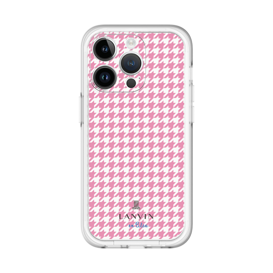 スリムプロテクションプレミアムケース［ Houndstooth Pattern Pink with LANVIN en Bleu logo- ランバン 千鳥格子柄 ピンク ］