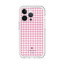 スリムプロテクションプレミアムケース［ Houndstooth Pattern Pink with LANVIN en Bleu logo- ランバン 千鳥格子柄 ピンク ］