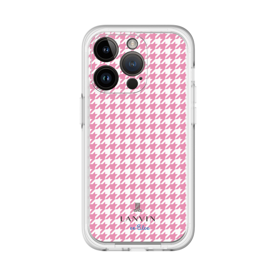 スリムプロテクションプレミアムケース［ Houndstooth Pattern Pink with LANVIN en Bleu logo- ランバン 千鳥格子柄 ピンク ］
