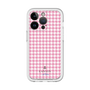 スリムプロテクションプレミアムケース［ Houndstooth Pattern Pink with LANVIN en Bleu logo- ランバン 千鳥格子柄 ピンク ］