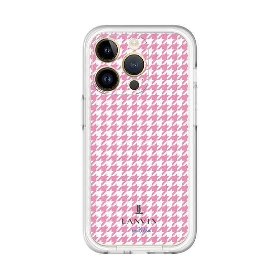 スリムプロテクションプレミアムケース［ Houndstooth Pattern Pink with LANVIN en Bleu logo- ランバン 千鳥格子柄 ピンク ］