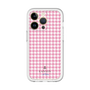 スリムプロテクションプレミアムケース［ Houndstooth Pattern Pink with LANVIN en Bleu logo- ランバン 千鳥格子柄 ピンク ］