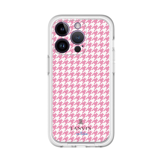 スリムプロテクションプレミアムケース［ Houndstooth Pattern Pink with LANVIN en Bleu logo- ランバン 千鳥格子柄 ピンク ］