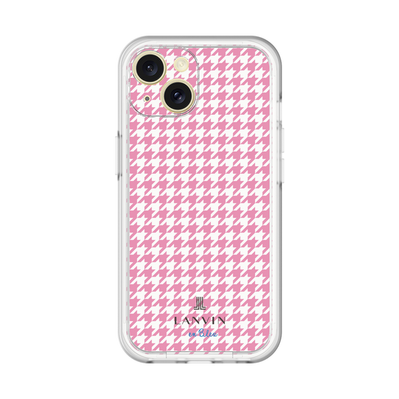 スリムプロテクションプレミアムケース［ Houndstooth Pattern Pink with LANVIN en Bleu logo- ランバン 千鳥格子柄 ピンク ］