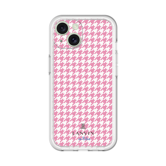 スリムプロテクションプレミアムケース［ Houndstooth Pattern Pink with LANVIN en Bleu logo- ランバン 千鳥格子柄 ピンク ］
