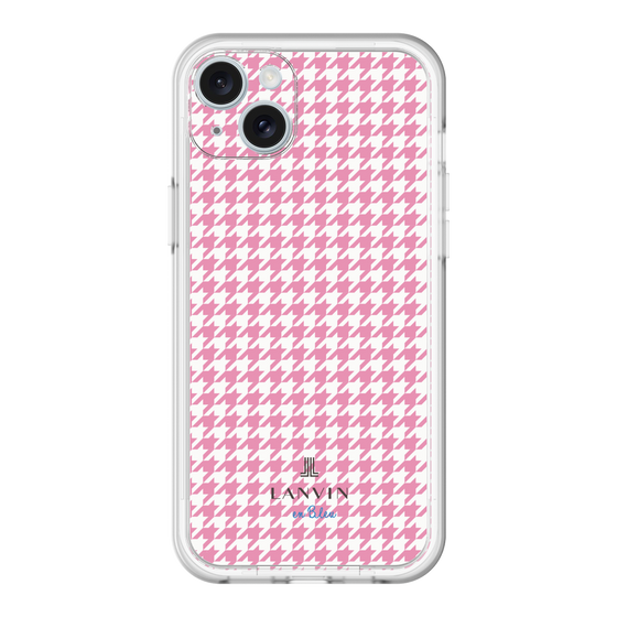 スリムプロテクションプレミアムケース［ Houndstooth Pattern Pink with LANVIN en Bleu logo- ランバン 千鳥格子柄 ピンク ］