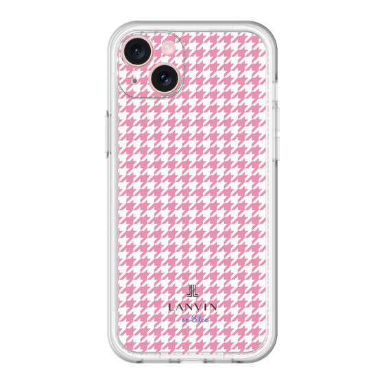 スリムプロテクションプレミアムケース［ Houndstooth Pattern Pink with LANVIN en Bleu logo- ランバン 千鳥格子柄 ピンク ］