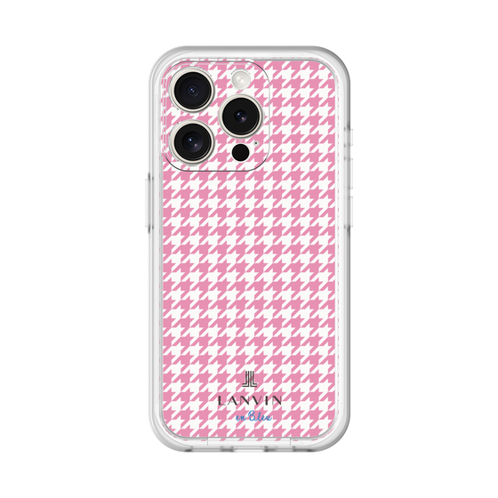 スリムプロテクションプレミアムケース［ Houndstooth Pattern Pink with LANVIN en Bleu logo- ランバン 千鳥格子柄 ピンク ］
