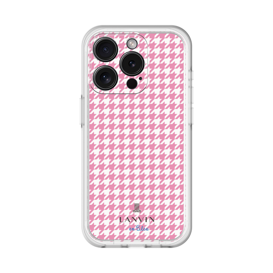 スリムプロテクションプレミアムケース［ Houndstooth Pattern Pink with LANVIN en Bleu logo- ランバン 千鳥格子柄 ピンク ］
