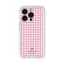 スリムプロテクションプレミアムケース［ Houndstooth Pattern Pink with LANVIN en Bleu logo- ランバン 千鳥格子柄 ピンク ］