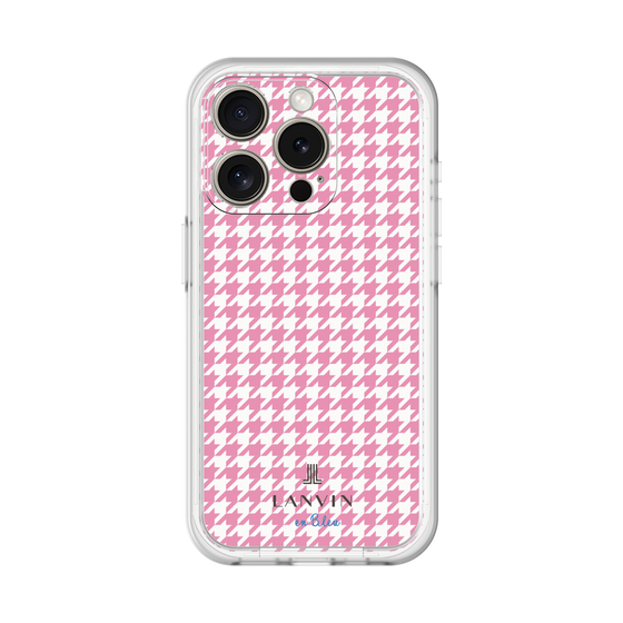 スリムプロテクションプレミアムケース［ Houndstooth Pattern Pink with LANVIN en Bleu logo- ランバン 千鳥格子柄 ピンク ］