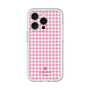 スリムプロテクションプレミアムケース［ Houndstooth Pattern Pink with LANVIN en Bleu logo- ランバン 千鳥格子柄 ピンク ］