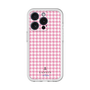スリムプロテクションプレミアムケース［ Houndstooth Pattern Pink with LANVIN en Bleu logo- ランバン 千鳥格子柄 ピンク ］