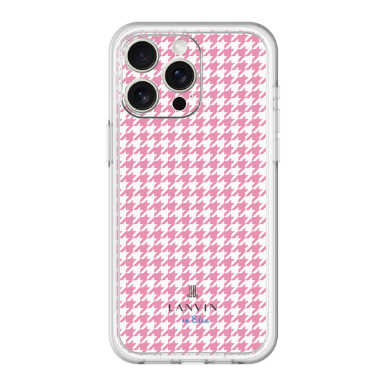 スリムプロテクションプレミアムケース［ Houndstooth Pattern Pink with LANVIN en Bleu logo- ランバン 千鳥格子柄 ピンク ］
