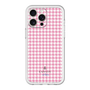 スリムプロテクションプレミアムケース［ Houndstooth Pattern Pink with LANVIN en Bleu logo- ランバン 千鳥格子柄 ピンク ］
