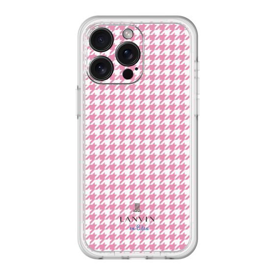 スリムプロテクションプレミアムケース［ Houndstooth Pattern Pink with LANVIN en Bleu logo- ランバン 千鳥格子柄 ピンク ］