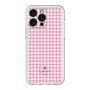 スリムプロテクションプレミアムケース［ Houndstooth Pattern Pink with LANVIN en Bleu logo- ランバン 千鳥格子柄 ピンク ］