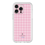スリムプロテクションプレミアムケース［ Houndstooth Pattern Pink with LANVIN en Bleu logo- ランバン 千鳥格子柄 ピンク ］