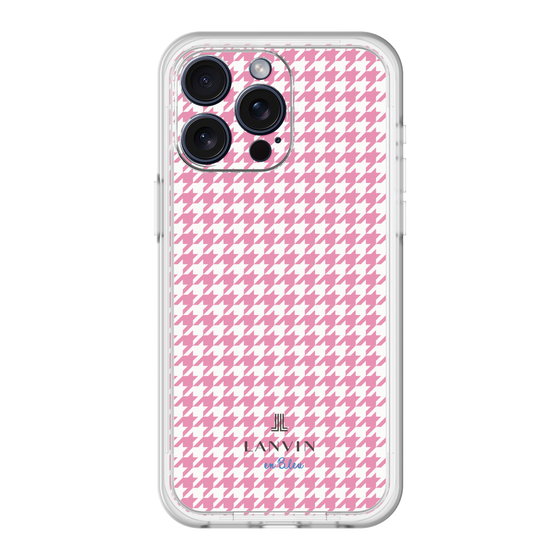スリムプロテクションプレミアムケース［ Houndstooth Pattern Pink with LANVIN en Bleu logo- ランバン 千鳥格子柄 ピンク ］