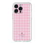 スリムプロテクションプレミアムケース［ Houndstooth Pattern Pink with LANVIN en Bleu logo- ランバン 千鳥格子柄 ピンク ］
