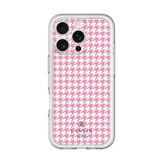 スリムプロテクションプレミアムケース［ Houndstooth Pattern Pink with LANVIN en Bleu logo- ランバン 千鳥格子柄 ピンク ］