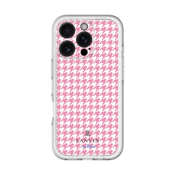 スリムプロテクションプレミアムケース［ Houndstooth Pattern Pink with LANVIN en Bleu logo- ランバン 千鳥格子柄 ピンク ］