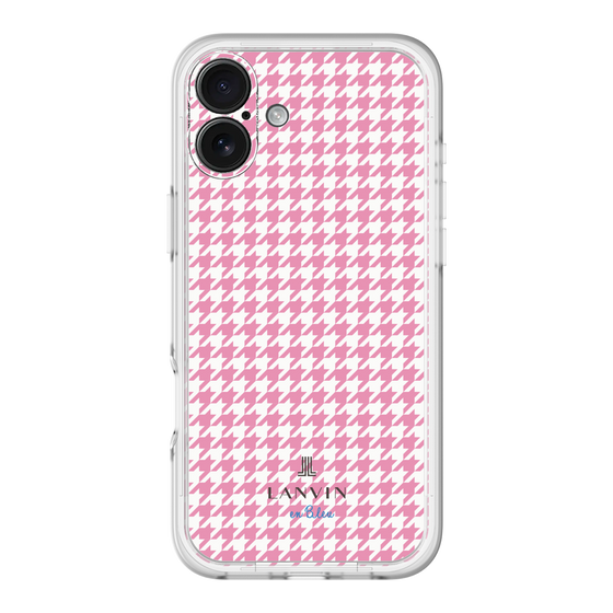 スリムプロテクションプレミアムケース［ Houndstooth Pattern Pink with LANVIN en Bleu logo- ランバン 千鳥格子柄 ピンク ］