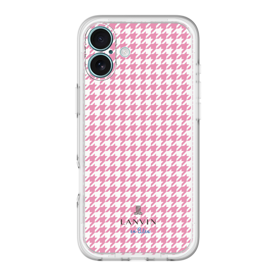 スリムプロテクションプレミアムケース［ Houndstooth Pattern Pink with LANVIN en Bleu logo- ランバン 千鳥格子柄 ピンク ］
