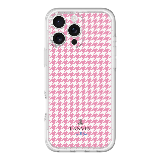 スリムプロテクションプレミアムケース［ Houndstooth Pattern Pink with LANVIN en Bleu logo- ランバン 千鳥格子柄 ピンク ］