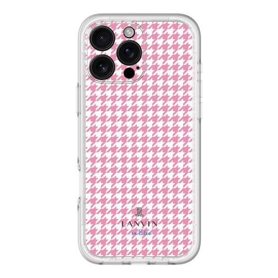 スリムプロテクションプレミアムケース［ Houndstooth Pattern Pink with LANVIN en Bleu logo- ランバン 千鳥格子柄 ピンク ］