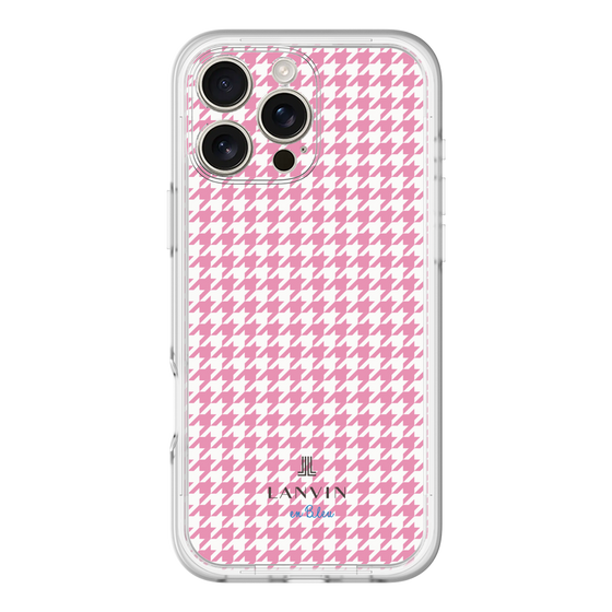 スリムプロテクションプレミアムケース［ Houndstooth Pattern Pink with LANVIN en Bleu logo- ランバン 千鳥格子柄 ピンク ］