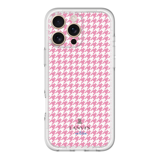 スリムプロテクションプレミアムケース［ Houndstooth Pattern Pink with LANVIN en Bleu logo- ランバン 千鳥格子柄 ピンク ］