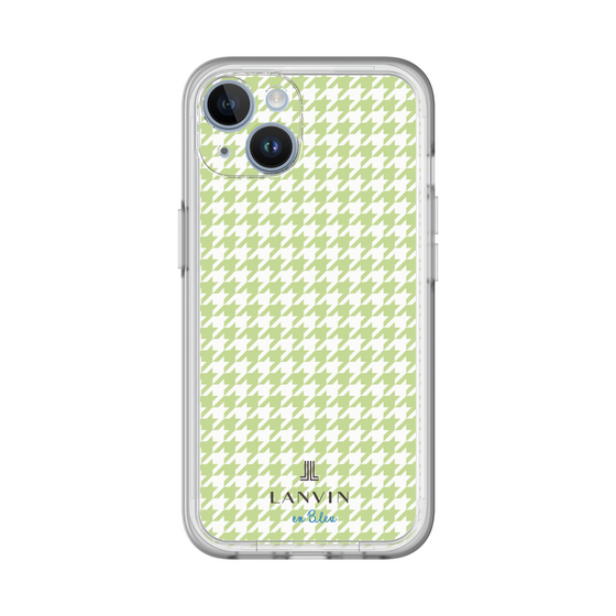 スリムプロテクションプレミアムケース［ Houndstooth Pattern Green with LANVIN en Bleu logo- ランバン 千鳥格子柄 グリーン ］