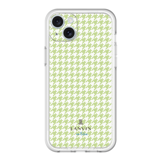 スリムプロテクションプレミアムケース［ Houndstooth Pattern Green with LANVIN en Bleu logo- ランバン 千鳥格子柄 グリーン ］