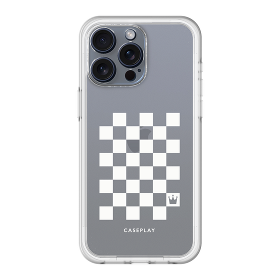 スリムプロテクションプレミアムケース［ Racing checkered flag White - レーシングチェッカーフラッグ ホワイト ］