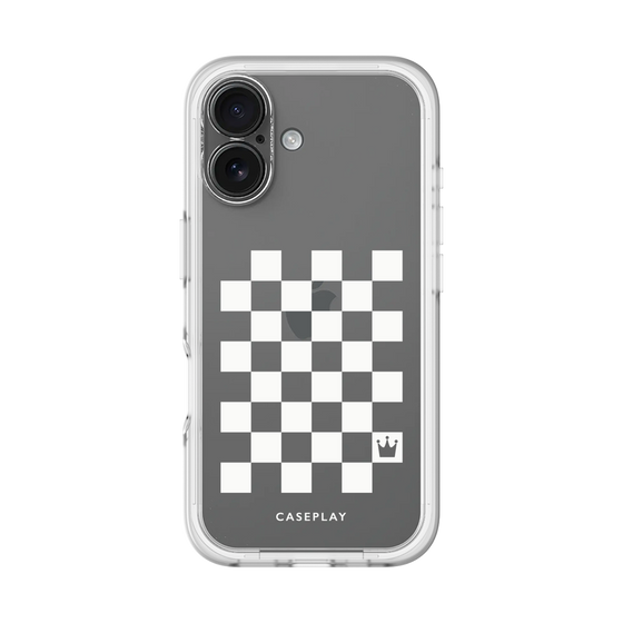 スリムプロテクションプレミアムケース［ Racing checkered flag White - レーシングチェッカーフラッグ ホワイト ］