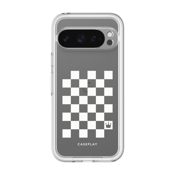 スリムプロテクションプレミアムケース［ Racing checkered flag White - レーシングチェッカーフラッグ ホワイト ］