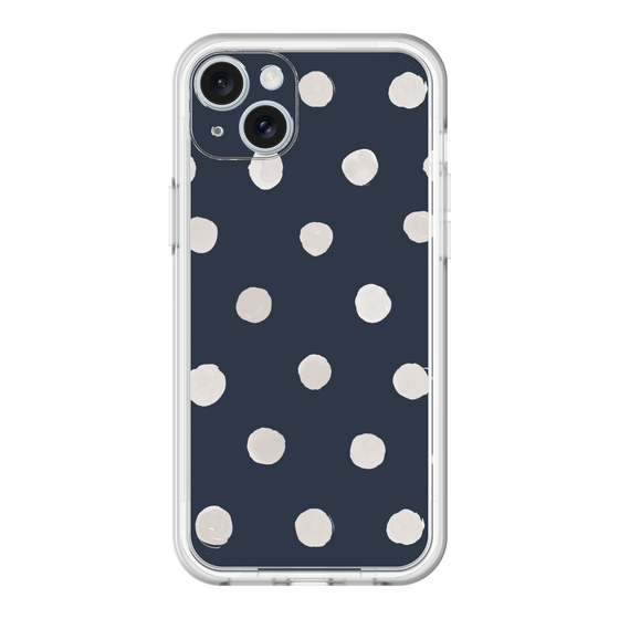 スリムプロテクションプレミアムケース［ 水彩ドット・レトロカラー - Navy ］