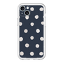スリムプロテクションプレミアムケース［ 水彩ドット・レトロカラー - Navy ］